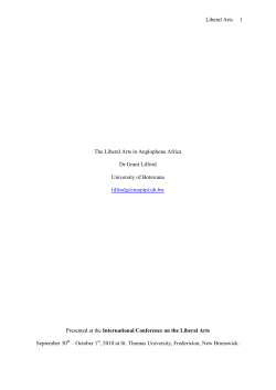 The Liberal Arts in Anglophone Africa