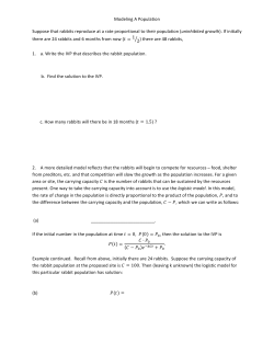 Modeling A Population Suppose that rabbits reproduce at a rate