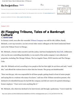 At Sam Zell`s Tribune, Tales of a Bankrupt Culture