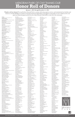 Honor Roll of Donors - Menorah Park of CNY