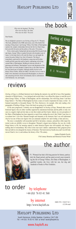 Flyer about Darling of Kings and how to order