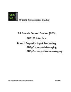 BDS1/5 (7.04): Branch Deposits Input Processing for