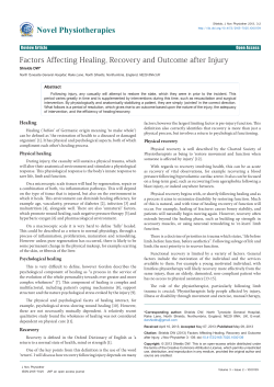 Factors Affecting Healing, Recovery and Outcome after Injury