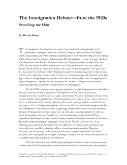 The Immigration Debate&mdash;from the 1920s