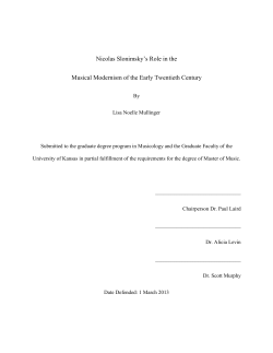 Nicolas Slonimsky`s Role in the Musical Modernism of