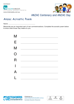 Anzac Acrostic Poem - FOR TEACHERS for students