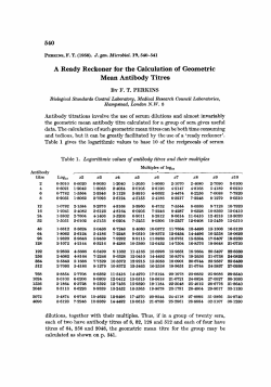A Ready Reckoner for the Calculation of Geometric Mean Antibody