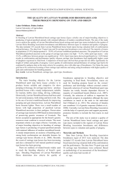 the quality of latvian warmblood broodmares and their progeny