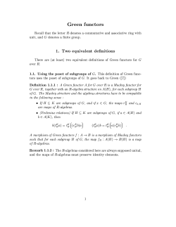 Green functors Recall that the letter R denotes a commutative and