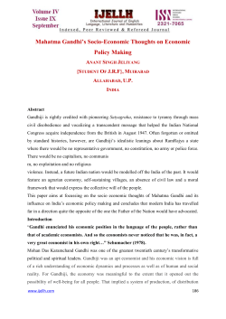 Mahatma Gandhi`s Socio-Economic Thoughts on