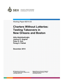 Charters Without Lotteries: Testing Takeovers in New Orleans and