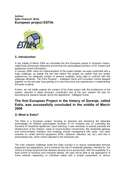 European project ESTIA The first European Project