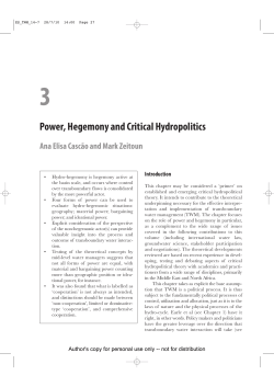 Power, Hegemony and Critical Hydropolitics