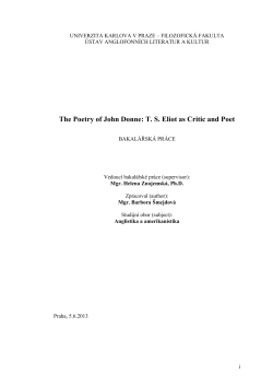 The Poetry of John Donne: TS Eliot as Critic and Poet