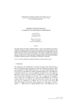 ARABIC CONJUNCTION WA: A CONFLICT IN PRAGMATIC