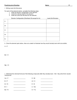 Practicing Ionic Bonding Name: P: _ I. Writing Lewis Dot Structures