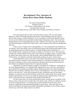 Revolutionary War Ancestors of Alamo Hero James