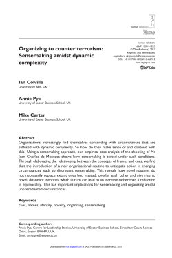 Organizing to counter terrorism