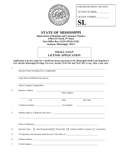 state of mississippi - Mississippi Department of Banking and