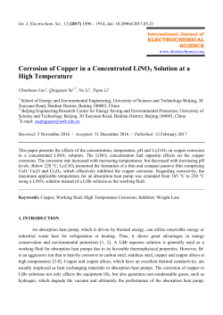 Corrosion of Copper in a Concentrated LiNO 3 Solution at a High