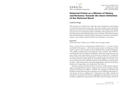 Historical Fiction as a Mixture of History and Romance: Towards the