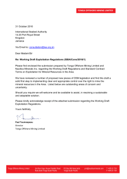 Tonga Offshore Mining Limited - International Seabed Authority