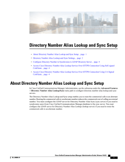 Directory Number Alias Lookup and Sync Setup