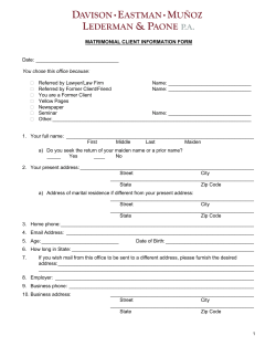 MATRIMONIAL CLIENT INFORMATION FORM Date: You chose this