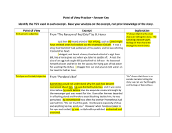 Point of View Practice &ndash; Answer Key Identify the POV used in each