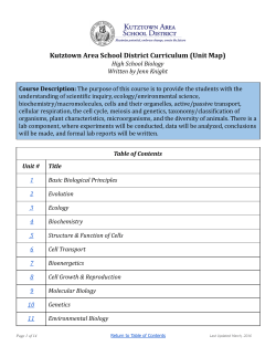 KASD Biology Curriculum - Kutztown Area School District