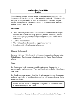 Immigration - Late 1800`s