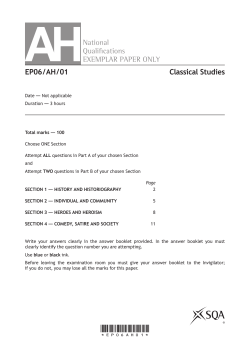 Advanced Higher Classical Studies Exemplar Question Paper