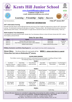 Newsletter 20.01.17 - Kents Hill Junior School