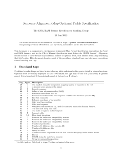 Sequence Alignment/Map Optional Fields Specification