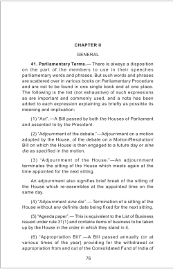CHAPTER II GENERAL 41. Parliamentary Terms.— There is always