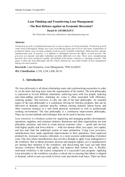 Lean Thinking and Transferring Lean Management