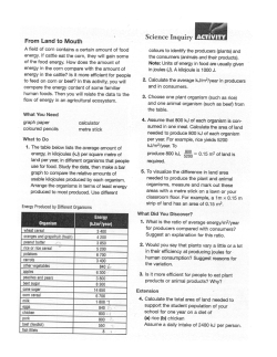 From Land to Mouth - Answer Sheet