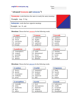 Advanced Synonyms and Antonyms 1