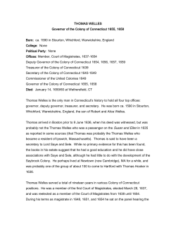 Thomas Welles - Connecticut State Library