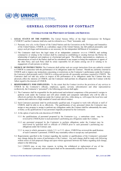 UNHCR General Conditions of Contracts for the Provision of Goods