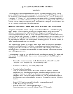A QUICK GUDE TO CAPSTONE FORMAT AND CITATIONS