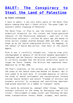 DALET: The Conspiracy to Steal the Land of Palestine