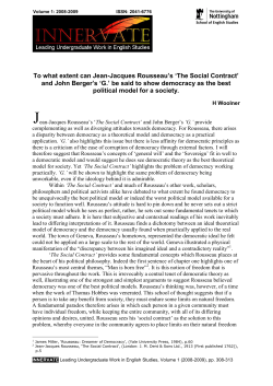 To what extent can Jean-Jacques Rousseau`s `The Social Contract