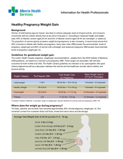 Healthy Pregnancy Weight Gain Backgrounder