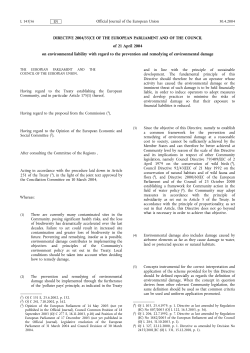 DIRECTIVE 2004/35/CE OF THE EUROPEAN PARLIAMENT AND