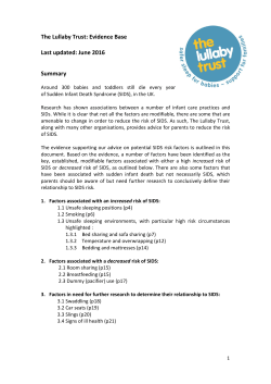 The Lullaby Trust: Evidence Base Last updated: June 2016 Summary