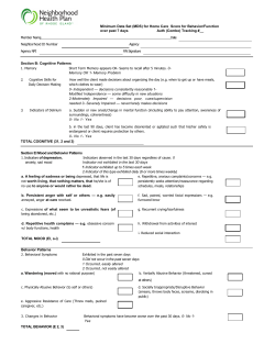 Minimum Data Set (MDS) - Neighborhood Health Plan of Rhode Island