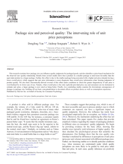 Package size and perceived quality: The intervening role of unit