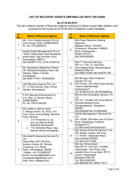 LIST OF RECOVERY AGENTS EMPANELLED WITH