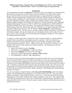 Introduction The teaching plans that follow for Bad Boy by Walter